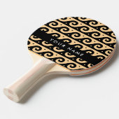ギリシャの蛇行鍵、波の鍵、ブラウン、あなたの名前 卓球ラケット (正面アングル)