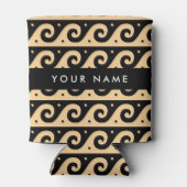 ギリシャの蛇行鍵、波の鍵、ブラウン、あなたの名前 缶クーラー (裏面)