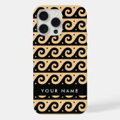 ギリシャの蛇行鍵、波の鍵、ブラウン、あなたの名前 iPhoneケース (裏面)