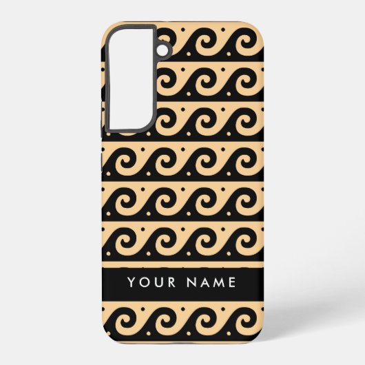 ギリシャの蛇行鍵、波の鍵、ブラウン、あなたの名前 SAMSUNG GALAXYケース (裏面)