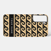 ギリシャの蛇行鍵、波の鍵、ブラウン、あなたの名前 SAMSUNG GALAXYケース (裏面横)