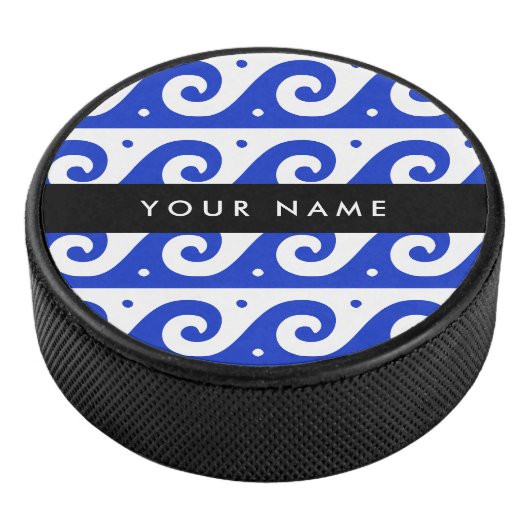 ギリシャの蛇行鍵、波の鍵、青、名前 アイスホッケーパック (3/4)