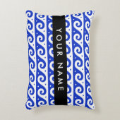 ギリシャの蛇行鍵、波の鍵、青、名前 アクセントクッション (正面(垂直))