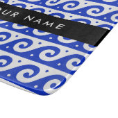 ギリシャの蛇行鍵、波の鍵、青、名前 カッティングボード (角)