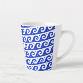 ギリシャの蛇行鍵、波の鍵、青、名前 カフェラテマグ (右)