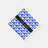 ギリシャの蛇行鍵、波の鍵、青、名前 スタンダードカクテルナプキン (角)