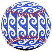 ギリシャの蛇行鍵、波の鍵、青、名前 ソフトボール (裏面)