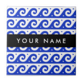 ギリシャの蛇行鍵、波の鍵、青、名前 タイル (正面)