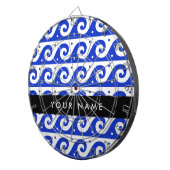 ギリシャの蛇行鍵、波の鍵、青、名前 ダーツボード (正面右)