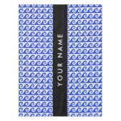 ギリシャの蛇行鍵、波の鍵、青、名前 テーブルクロス (正面)