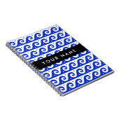 ギリシャの蛇行鍵、波の鍵、青、名前 ノートブック (右側)