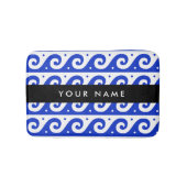 ギリシャの蛇行鍵、波の鍵、青、名前 バスマット (正面)