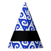 ギリシャの蛇行鍵、波の鍵、青、名前 パーティーハット (裏面)