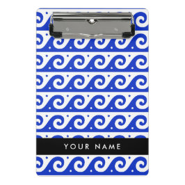 ギリシャの蛇行鍵、波の鍵、青、名前 ミニクリップボード