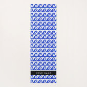 ギリシャの蛇行鍵、波の鍵、青、名前 ヨガマット (裏面)