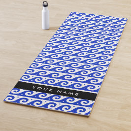 ギリシャの蛇行鍵、波の鍵、青、名前 ヨガマット