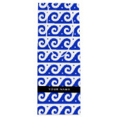 ギリシャの蛇行鍵、波の鍵、青、名前 ワインギフトバッグ (正面)