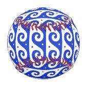 ギリシャの蛇行鍵、波の鍵、青、名前 野球ボール (正面)