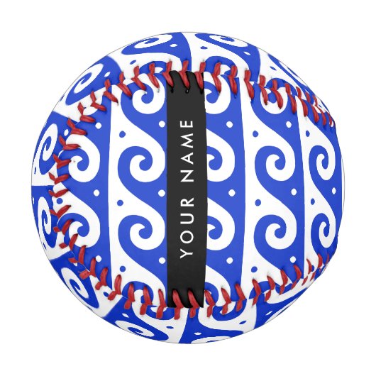 ギリシャの蛇行鍵、波の鍵、青、名前 野球ボール (正面左)