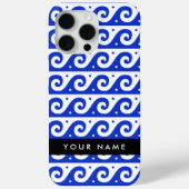 ギリシャの蛇行鍵、波の鍵、青、名前 Case-Mate iPhoneケース (裏面)