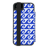 ギリシャの蛇行鍵、波の鍵、青、名前 INCIPIO iPhoneウォレットケース (フォリオ裏面)