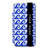 ギリシャの蛇行鍵、波の鍵、青、名前 INCIPIO iPhoneウォレットケース (フォリオ 正面)