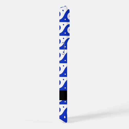 ギリシャの蛇行鍵、波の鍵、青、名前 iPhoneケース (右側面)