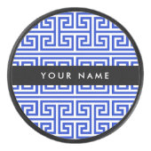 ギリシャの蛇行鍵Hブルー、お名前、パーソナライズ アイスホッケーパック (正面)