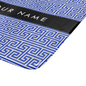 ギリシャの蛇行鍵Hブルー、お名前、パーソナライズ カッティングボード (角)