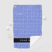 ギリシャの蛇行鍵Hブルー、お名前、パーソナライズ ゴルフタオル (インサイチュ)