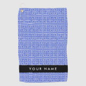 ギリシャの蛇行鍵Hブルー、お名前、パーソナライズ ゴルフタオル (正面)