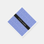 ギリシャの蛇行鍵Hブルー、お名前、パーソナライズ スタンダードカクテルナプキン (角)