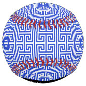 ギリシャの蛇行鍵Hブルー、お名前、パーソナライズ ソフトボール (裏面)