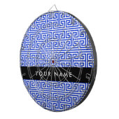 ギリシャの蛇行鍵Hブルー、お名前、パーソナライズ ダーツボード (正面右)