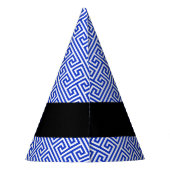 ギリシャの蛇行鍵Hブルー、お名前、パーソナライズ パーティーハット (裏面)