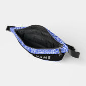 ギリシャの蛇行鍵Hブルー、お名前、パーソナライズ ファニーパック (見開き)