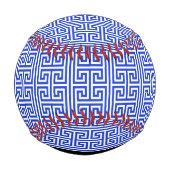 ギリシャの蛇行鍵Hブルー、お名前、パーソナライズ 野球ボール (裏面)