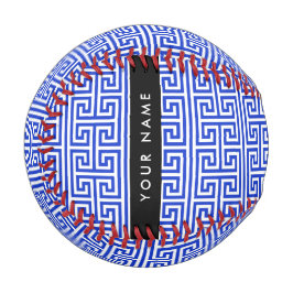 ギリシャの蛇行鍵Hブルー、お名前、パーソナライズ 野球ボール