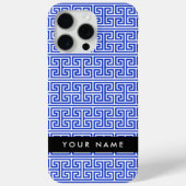 ギリシャの蛇行鍵Hブルー、お名前、パーソナライズ Case-Mate iPhoneケース (裏面)
