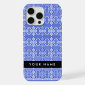 ギリシャの蛇行鍵Hブルー、お名前、パーソナライズ iPhoneケース (裏面)