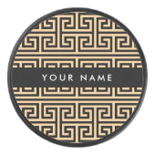 ギリシャの蛇行鍵H Brown、お名前、パーソナライズ アイスホッケーパック (正面)