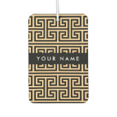 ギリシャの蛇行鍵H Brown、お名前、パーソナライズ カーエアーフレッシュナー (正面)