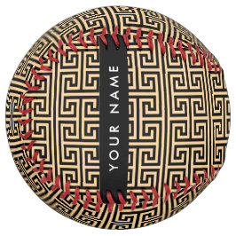 ギリシャの蛇行鍵H Brown、お名前、パーソナライズ ソフトボール