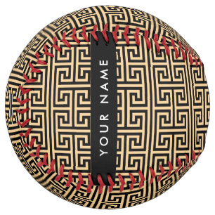 ギリシャの蛇行鍵H Brown、お名前、パーソナライズ ソフトボール