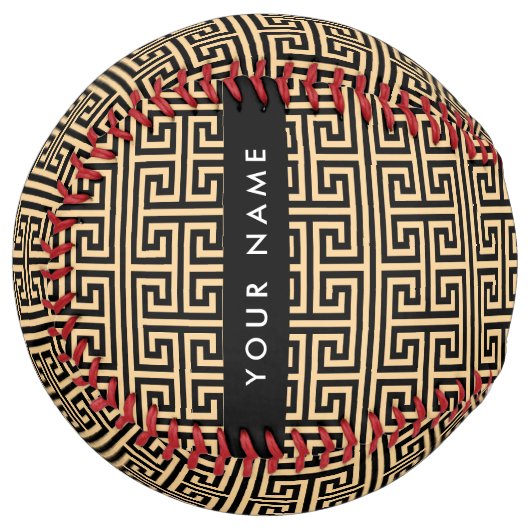 ギリシャの蛇行鍵H Brown、お名前、パーソナライズ ソフトボール (正面左)