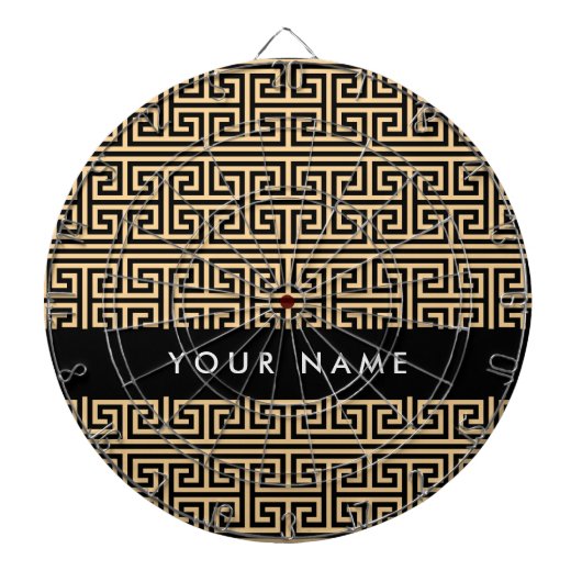 ギリシャの蛇行鍵H Brown、お名前、パーソナライズ ダーツボード (正面)