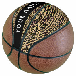 ギリシャの蛇行鍵H Brown、お名前、パーソナライズ バスケットボール