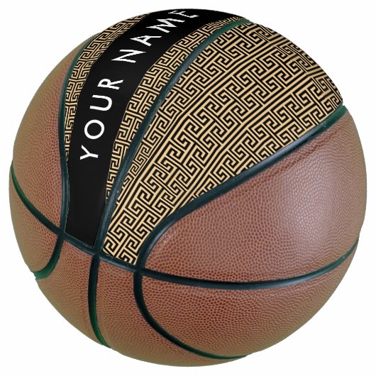 ギリシャの蛇行鍵H Brown、お名前、パーソナライズ バスケットボール (アングル)