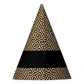 ギリシャの蛇行鍵H Brown、お名前、パーソナライズ パーティーハット (裏面)