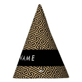 ギリシャの蛇行鍵H Brown、お名前、パーソナライズ パーティーハット (右)